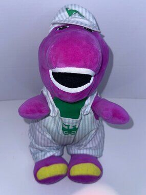 Fisher Price Barney Plush Doll Toy Train Conductor Hat Outfit 14" 2017 purple